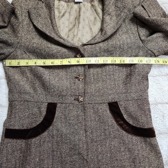 Skirt & blazer set blend herringbone pattern brown colors Size 2 SPIEGEL - Picture 11 of 16